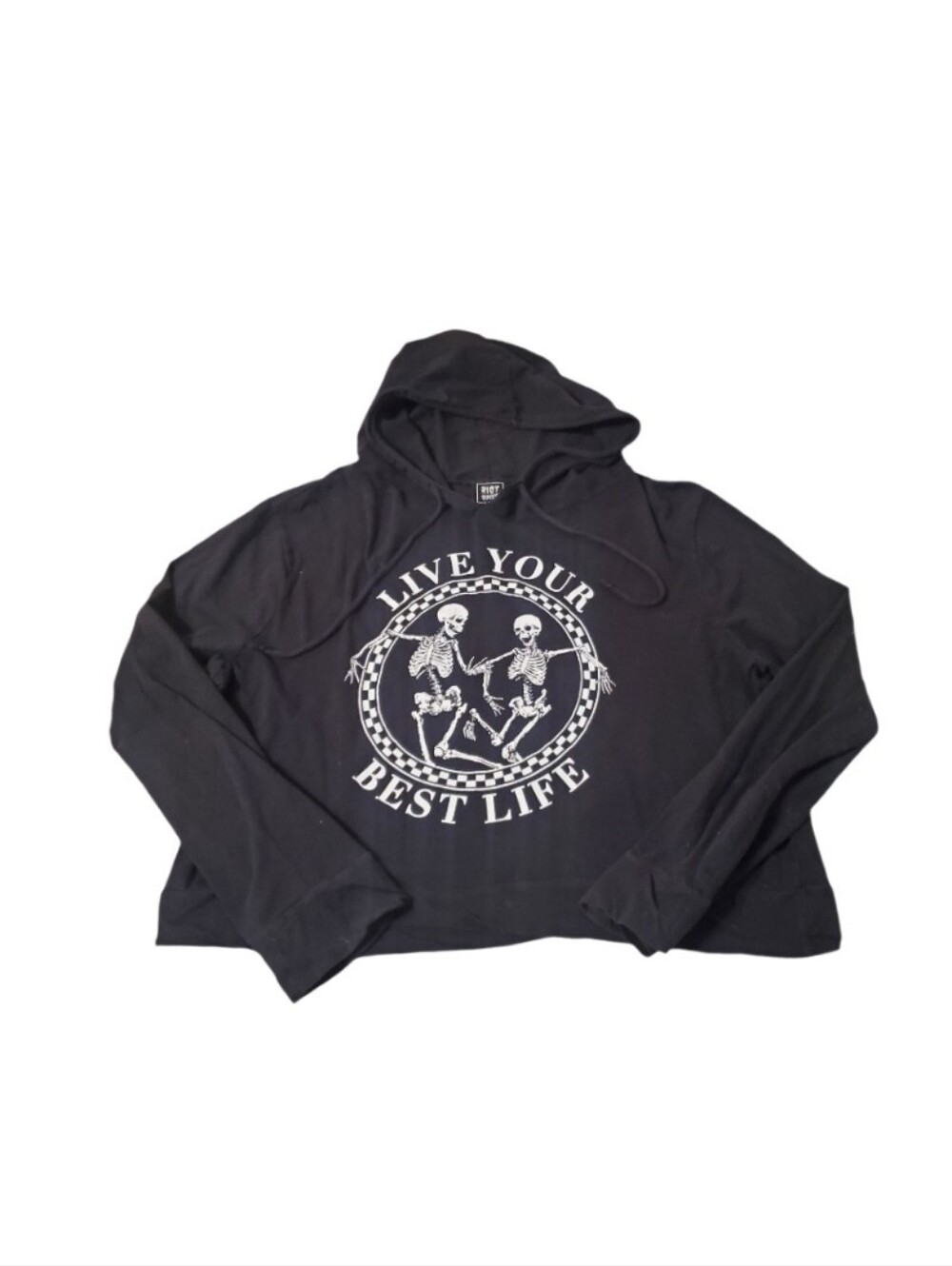 Riot Queen Black Live Your Best Life Skeleton Long Sleeve Hoodie Shirt